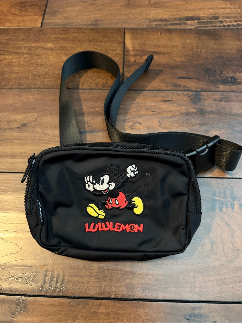 lululemon athletica Black Waist Bag with Mickey Embroidery